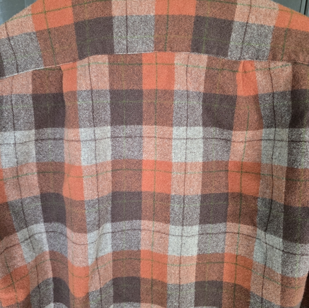 Pendleton Orange and Brown Plaid Button-Up Shirt, Medium - Picture 6 of 10